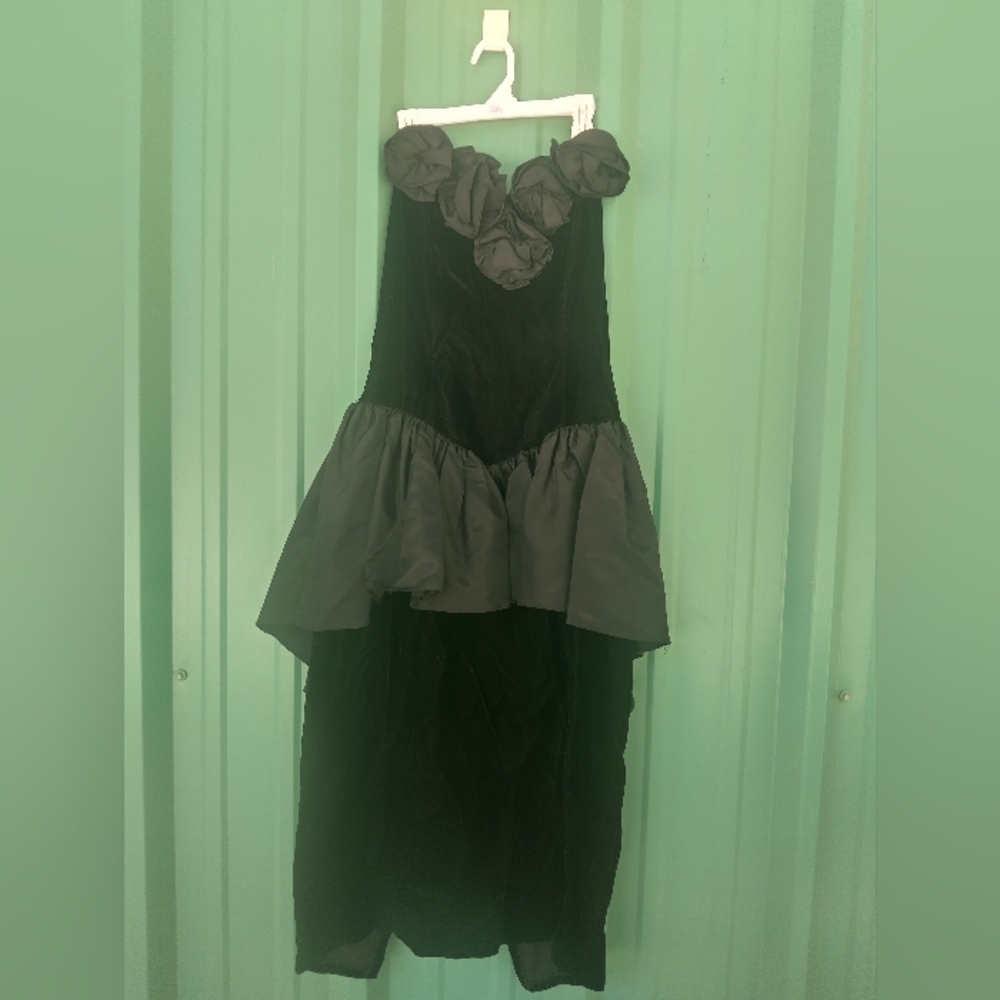 Women's Jessica Mcclintock Gunne Sax Black Formal Strapless Midi Dress Medium